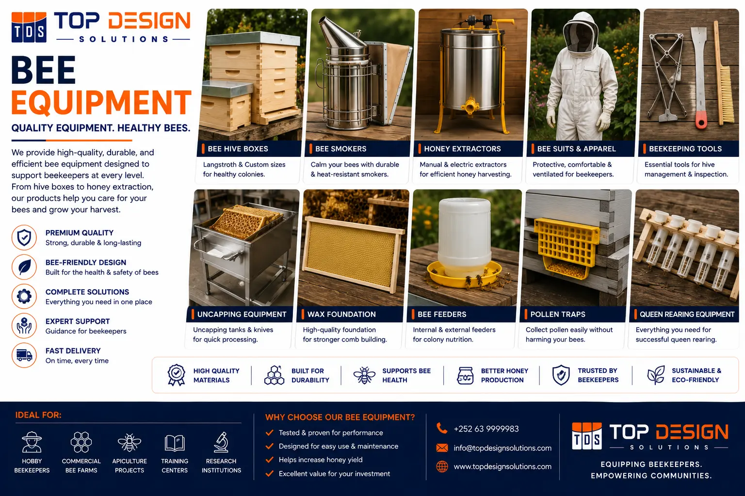 Bee Harvesting Tools manufactured by Top Design Solutions in Hargeisa, Somaliland